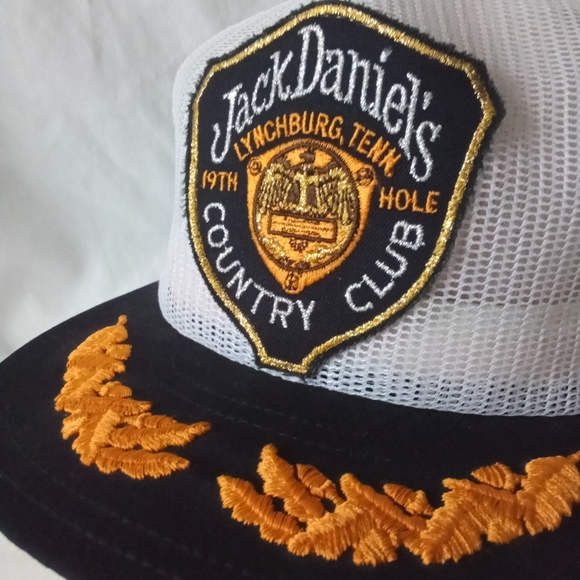 Vintage Jack Daniels Country Club Cap 19th Hole White & Black Mesh Snap Back Hat - Picture 3 of 13